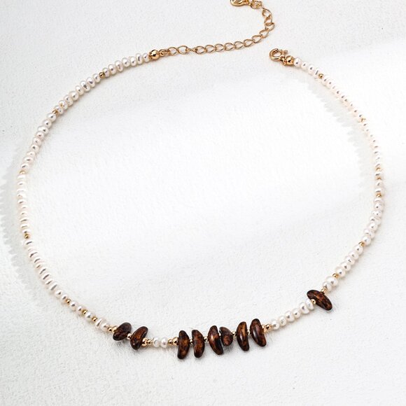 ✨ Artisan Original Pearl & Czech Glass Beaded Choker | S925 Gold Boho - Picture 1 of 4